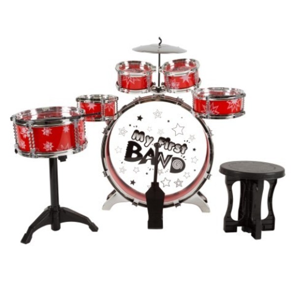 Toy Time 7-piece Toy Drum Set with Bass, Foot Pedal, Tom, Cymbal, Stool and Drumsticks for Boys and Girls 727071FZZ